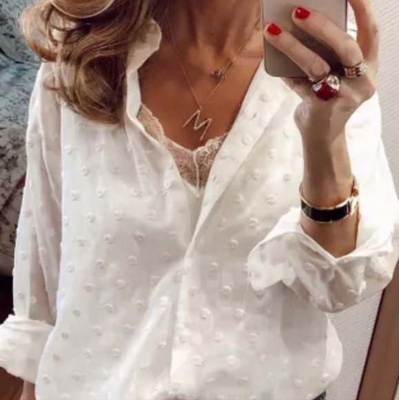 None Tops - New long sleeved Swiss dot top